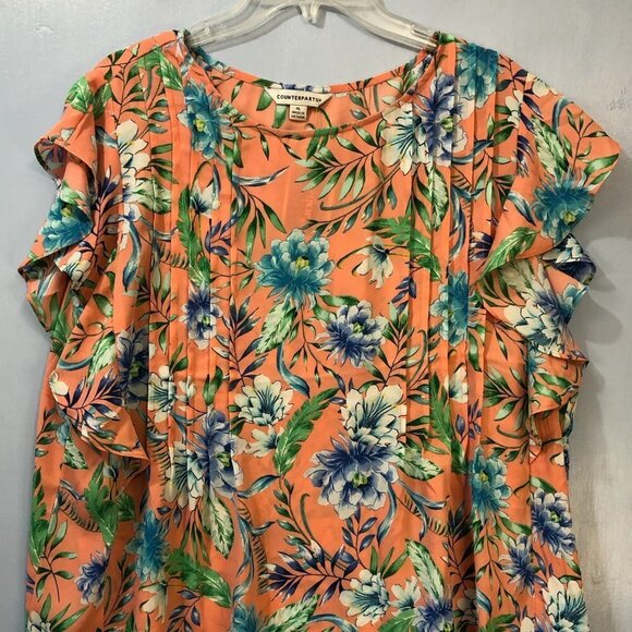 Counterparts Floral Shirt Ruffle Sleeves NEW - Picture 3 of 6